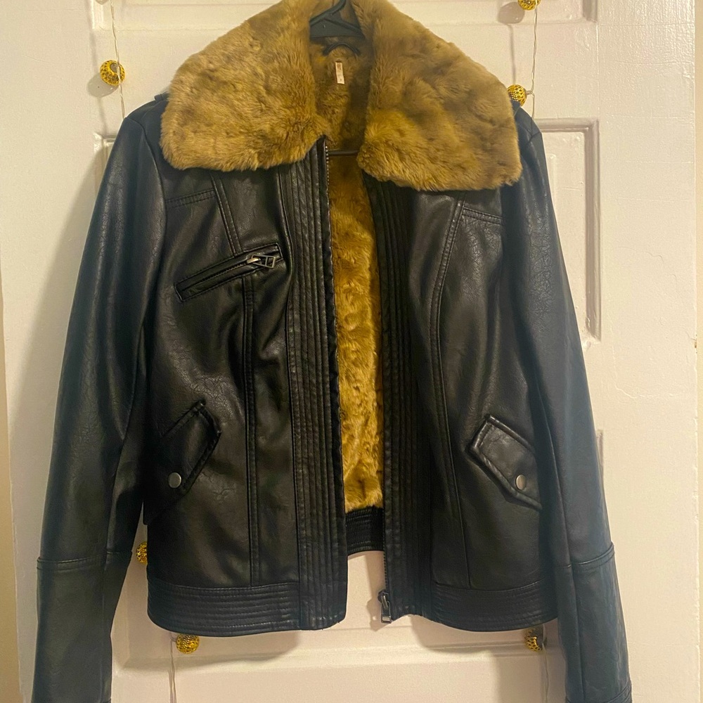 Free People Faux Leather/Fur Jacket - 2